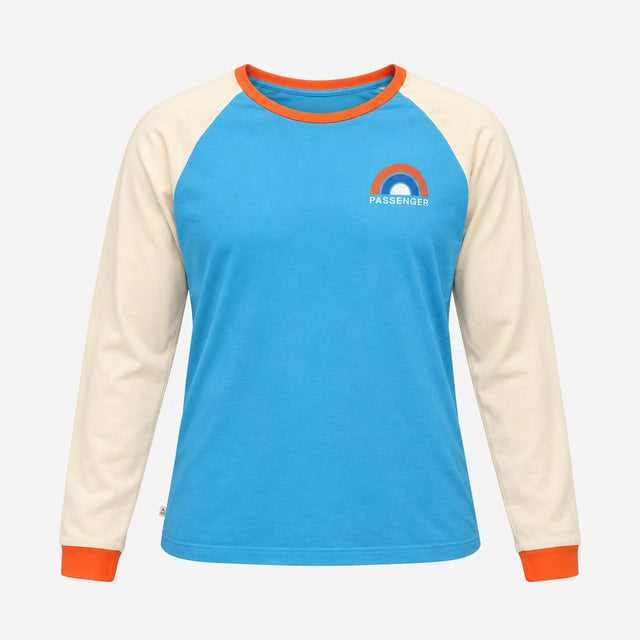 Blue Cream Colour Block Rainbow Long Sleeve Raglan