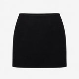 Navy Blue Wool Blend Textured A-Line Mini Skirt