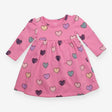 Jersey Dress Lined Pink with Multi Colour Hearts 