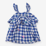Tunic Sleeveless Blue Checked Gingham Flowers and 