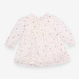 Dress Long Sleeve Ruffle White with Pink Flowers