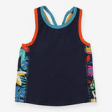 Sports Top Cross Over Straps - Navy with Tropical 