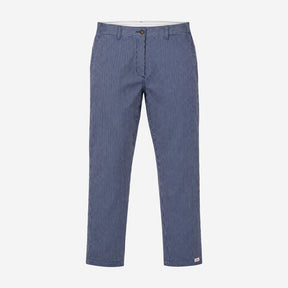 Trousers Stripe Cotton Chino Straight Leg Navy Whi