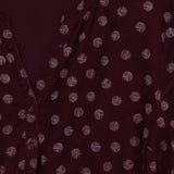 Burgundy Spot Corduroy Midi Dress Button Front