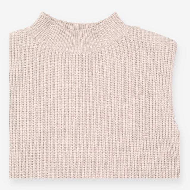 Oatmeal Beige Chunky Rib High Neck Knitted Tank To