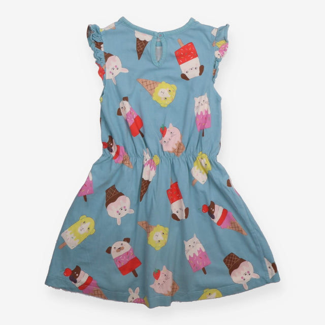 Dress sleeveless blue ice crem cats and dogs