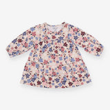 Dress oatmeal blue burgundy flowers jersey LS