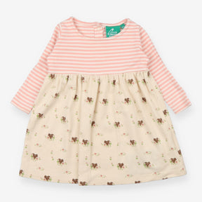 Dress Long Sleeved Pink Stripe Floral Squirrels