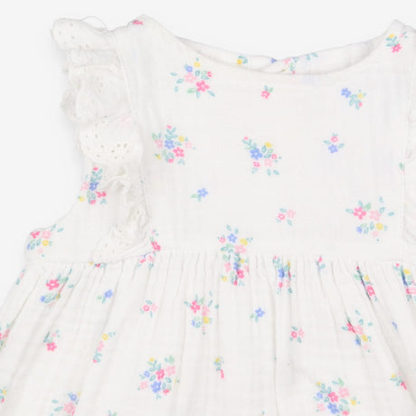 Tunic White Floral Frill Shoulders