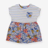 Dress blue floral and stripes