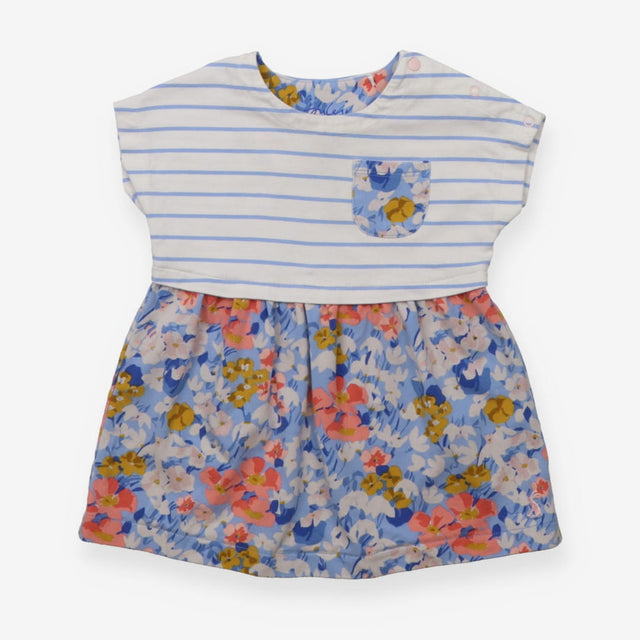 Dress blue floral and stripes