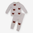 Outfit Top and Leggings Knit Grey with Fox Appliqu