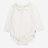 Bodysuit white collared Long sleeve