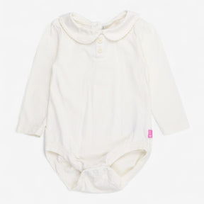 Bodysuit white collared Long sleeve