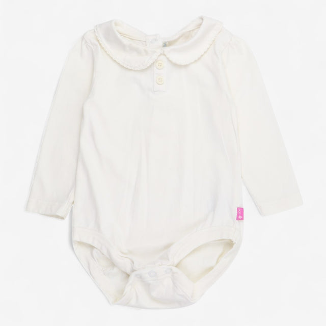 Bodysuit white collared Long sleeve