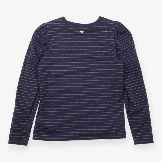 Navy Metallic Stripe Embellished Moth Jersey Top