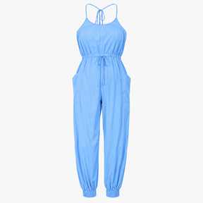 Jumpsuit Blue Wide Leg Drawstring Cami