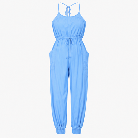 Jumpsuit Blue Wide Leg Drawstring Cami