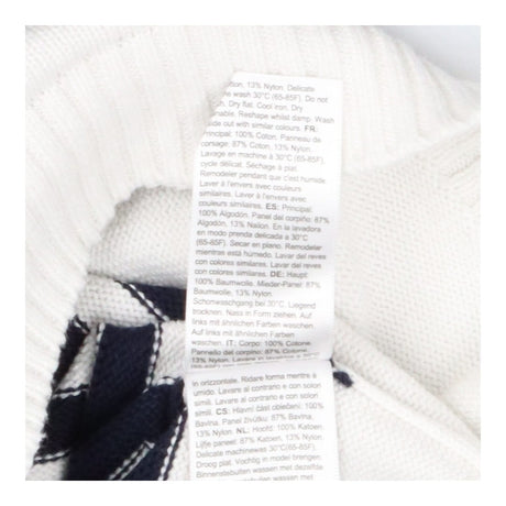 White and navy striped knit sweater dress maternit