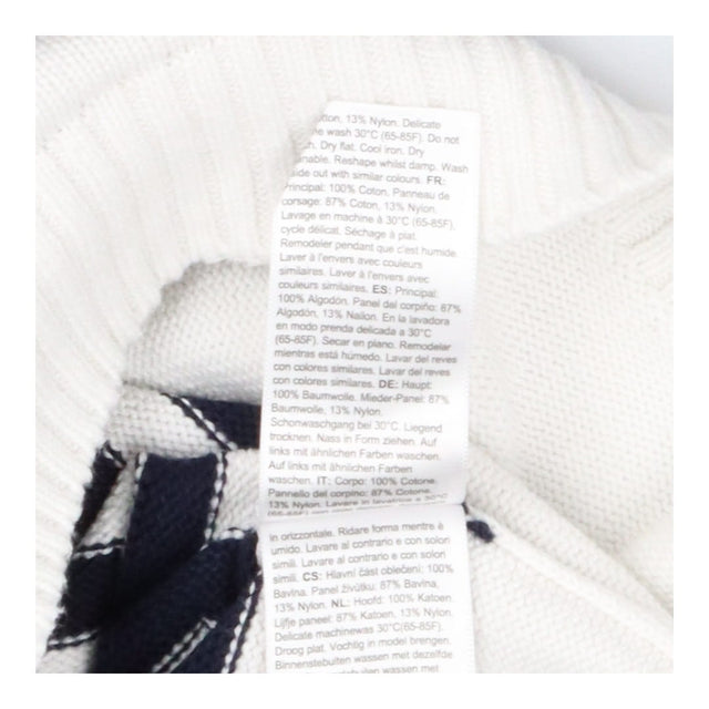 White and navy striped knit sweater dress maternit