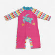 Sunsuit Pink Rainbow Striped Sleeves with Turtle P