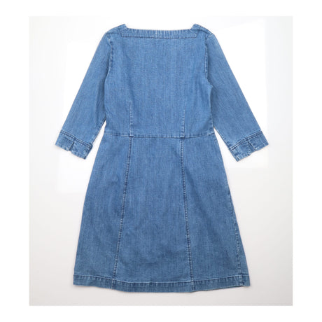 Dress Morrab Blue Denim Cotton Stretch Square Neck