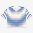 Blue and White Striped Short Sleeve Pocket Top