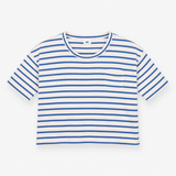 Blue and White Striped Short Sleeve Pocket Top