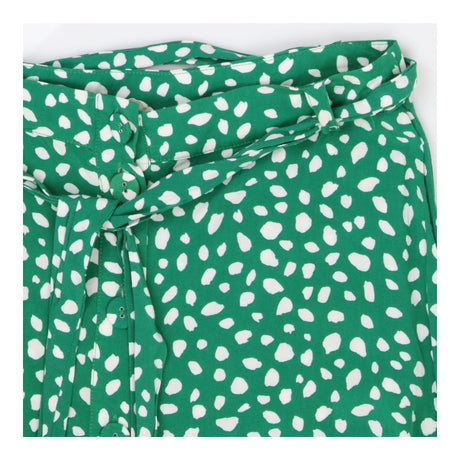 Skirt Green White Spot Button Front, Midi