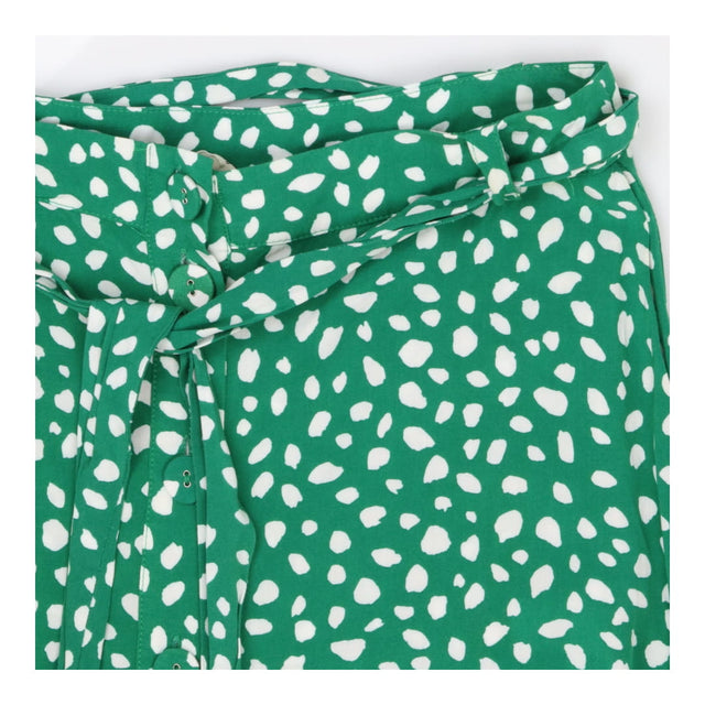 Skirt Green White Spot Button Front, Midi