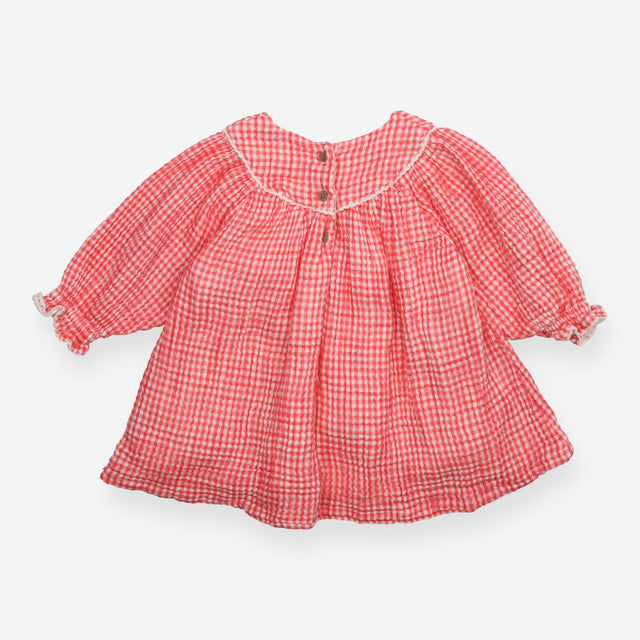 Coral gingham dress