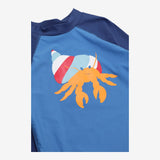 Blue rash vest dark sleeves hemit crab