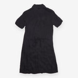 Shirt Dress Black Crinkle Short Sleeve Button Fron