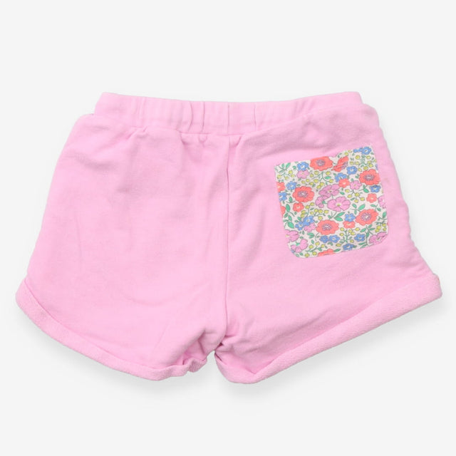 Pink jersey shorts with floral tie and pocket