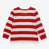 Tee LS red white stripe yellow flower