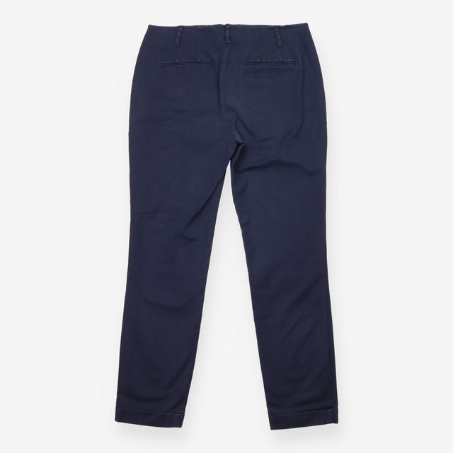 Navy Blue Cotton Stretch Tailored Trousers