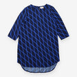 Dress Shift Geometric Print Long Sleeve Navy Blue