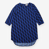 Dress Shift Geometric Print Long Sleeve Navy Blue