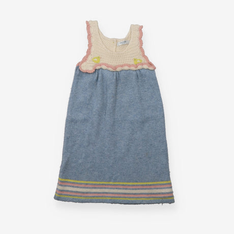 Dress Sleeveless Knit Blue and White with Chick Ap