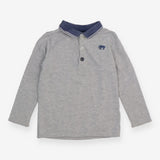 Grey LS collared top with elephant