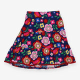 Skirt cord tiered blue bold flowers