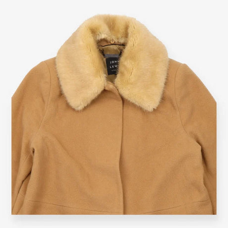 Camel Faux Fur Collar Long Coat