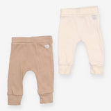 Ribbed Leggings Brown and Cream 2-Pack