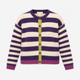 Cardigan Striped Button Front Purple Oatmeal