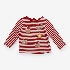 T-shirt long sleeve red striped festive