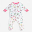 Sleepsuit White Animal Carnival with Pink Cuffs