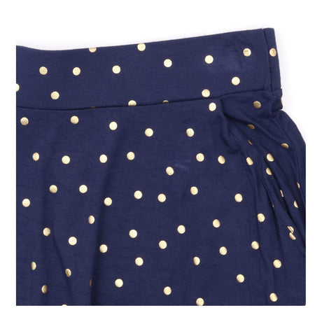 Midi Skirt Navy Blue Gold Metallic Polka Dot