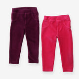 Leggings pink & Purple velour ribbed 2pk
