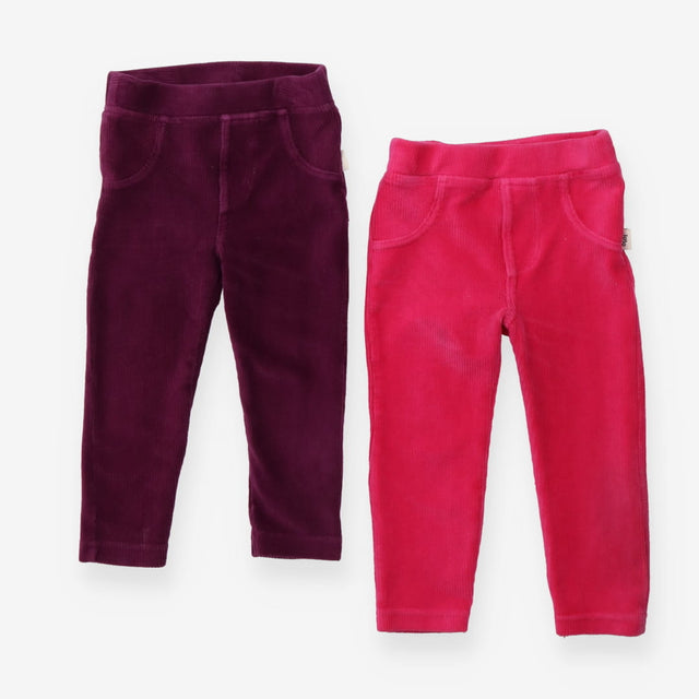 Leggings pink & Purple velour ribbed 2pk