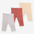 Leggings 3 pc rib small flower brown cream brick 